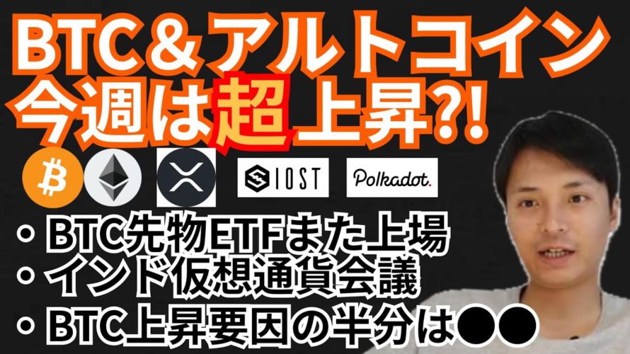 ビットコイン アルトコイン 今週は超上昇?!仮想通貨ニュース + BTC ETH XRP IOST DOT チャート分析