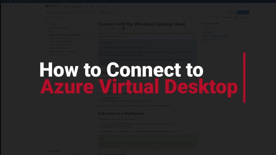 How To Easily Connect to Azure Virtual Desktop