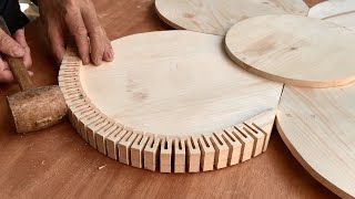 A Craftsman’s Skillful Woodworking Hands Create A Wonderful Work // DIY Art Flower Table
