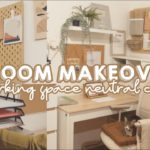 ROOM MAKEOVER – Redecorate Ruang Kerja Aesthetic Neutral Color 🍂 | Working Space Decor
