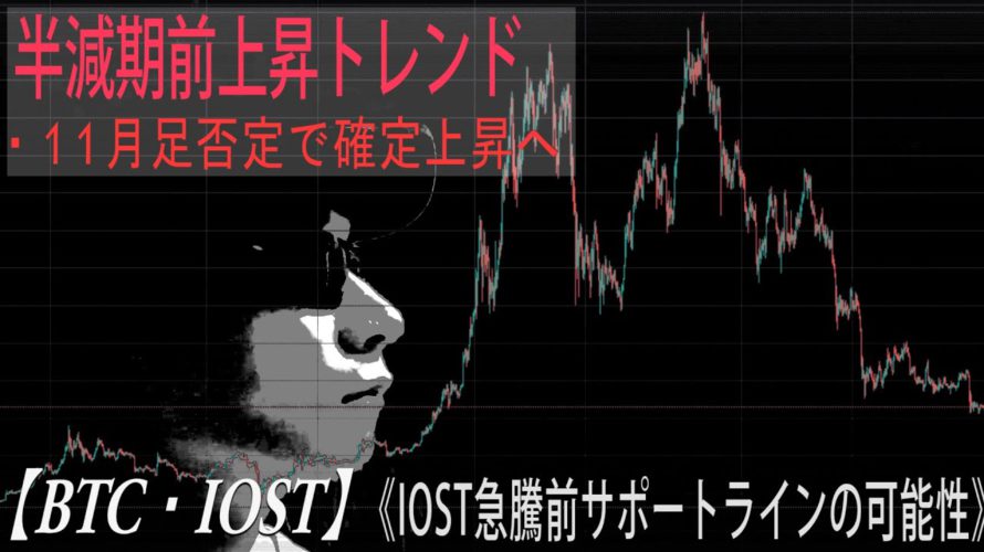 【BTC・IOST】11月足高値否定で半減期前上昇トレンドへ