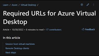 Firewall URLs and ports open for Azure Virtual Desktop AVD