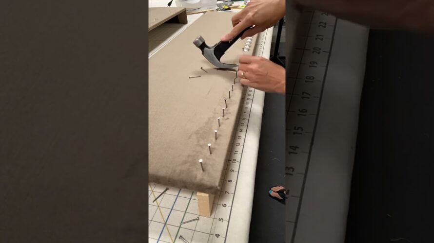 Hammer Time with Square Nailheads and Velvet #windowtreatments #cornices #upholstery #workroom