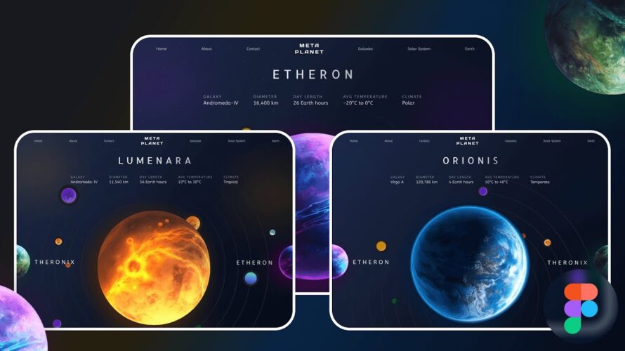 Figma UI Design For Beginners | 3D Carousel Interactive Space Website UI Design With Prototype