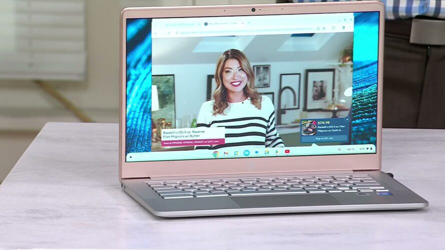 HP 14″ Chromebook Intel, 128GB Storage w/ HP Sleeve & Mouse on QVC