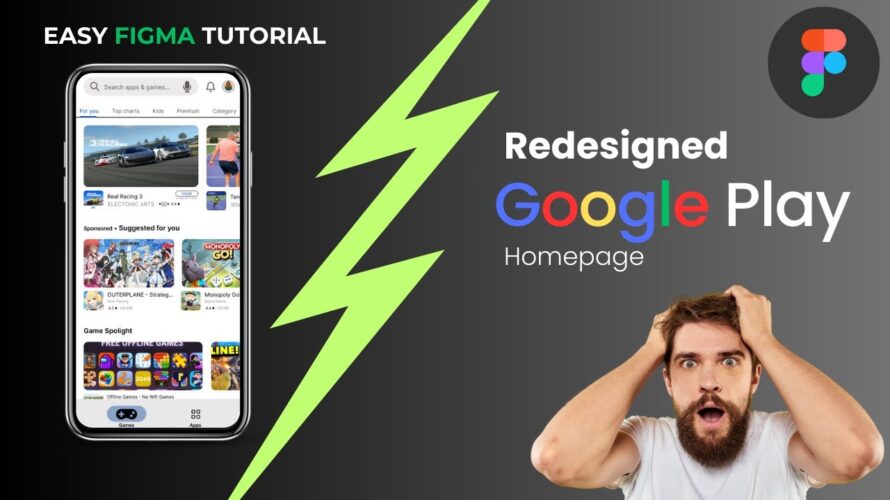 Redesigned Google Play Home Page || FIGMA TUTORIAL ✨ || 10 Days UI/UX Design Challenge || DAY 3