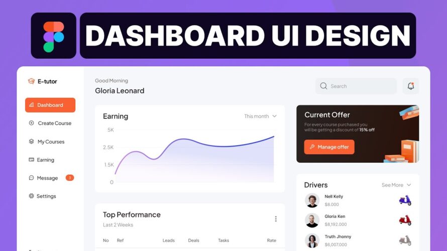 Dashboard UI Design in Figma: A Detailed Guide on How to Design a Dashboard UI from Scratch.
