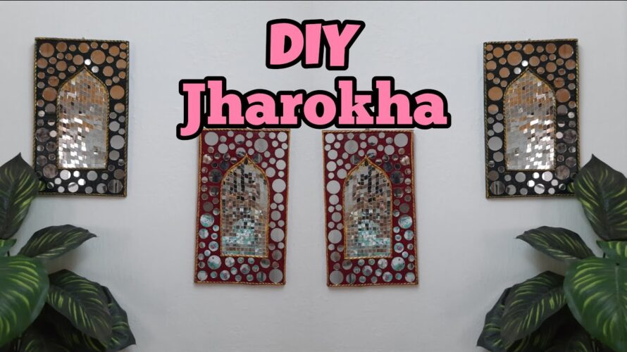 Jharokha wall decor ideas | Mirror wall hanging craft ideas |Lippan art | DIY Jharokha art