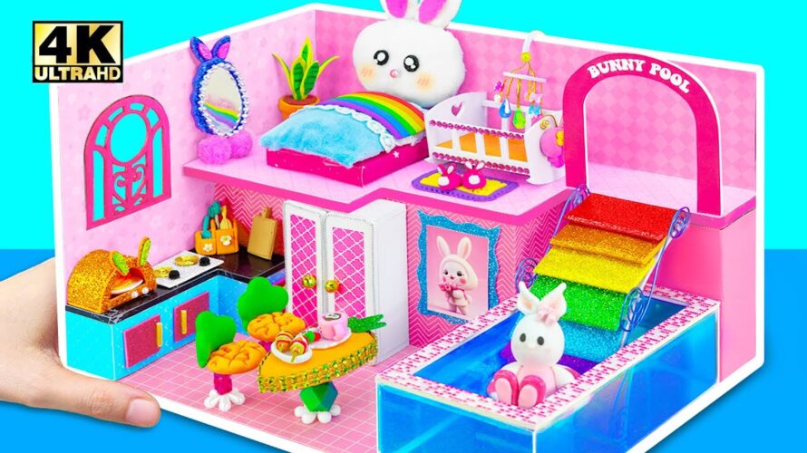How to Make Cute Bunny House has Bed Room, Kitchen, Living Room,Swimming Pool ❤️ DIY Miniature House