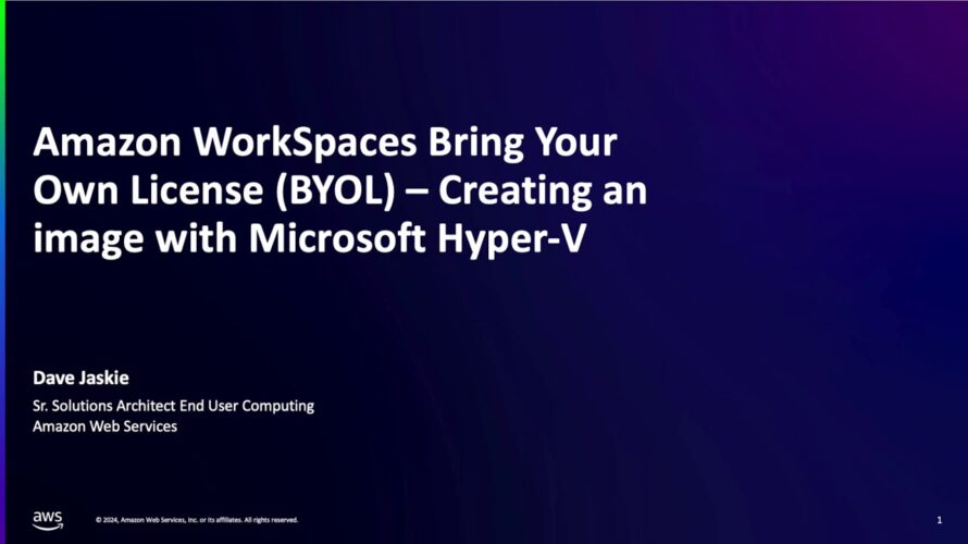 Create an Amazon WorkSpaces Bring Your Own License (BYOL) image with Hyper-V | Amazon Web Services