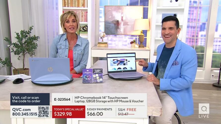 HP Chromebook 14″ Touchscreen Laptop, 128GB Storage with HP Mouse & Voucher on QVC