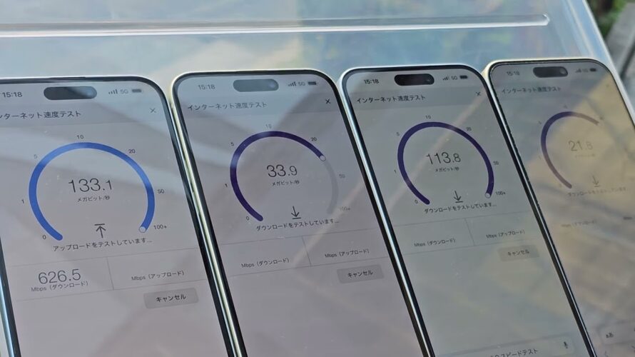 【銀座東急プラザ前】au、ドコモ、ソフトバンク、楽天モバイルの5G通信速度を比べてみた
