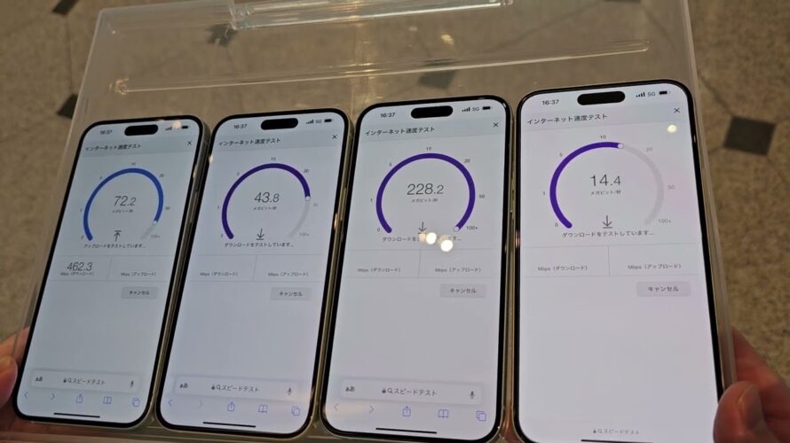 【東京駅丸の内南口】au、ドコモ、ソフトバンク、楽天モバイルの5G通信速度を比べてみた