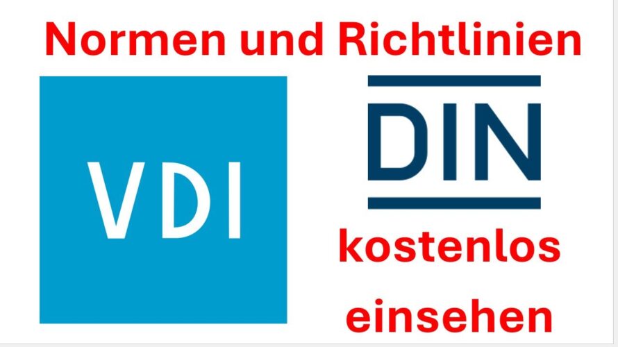 DIN-Norm und VDI-Richtlinien kostenlos einsehen / Normen Infopoints in Deutschland