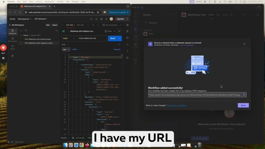 How to send messages to Microsoft Teams Workflows app with Postman