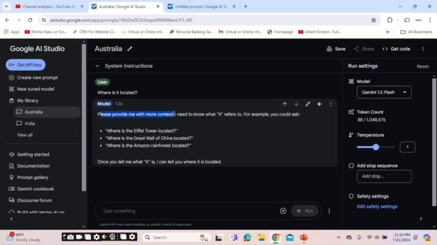 How to use Gemini Google Gemini on AI STUDIO on Google Cloud ? https://aistudio.google.com/ .