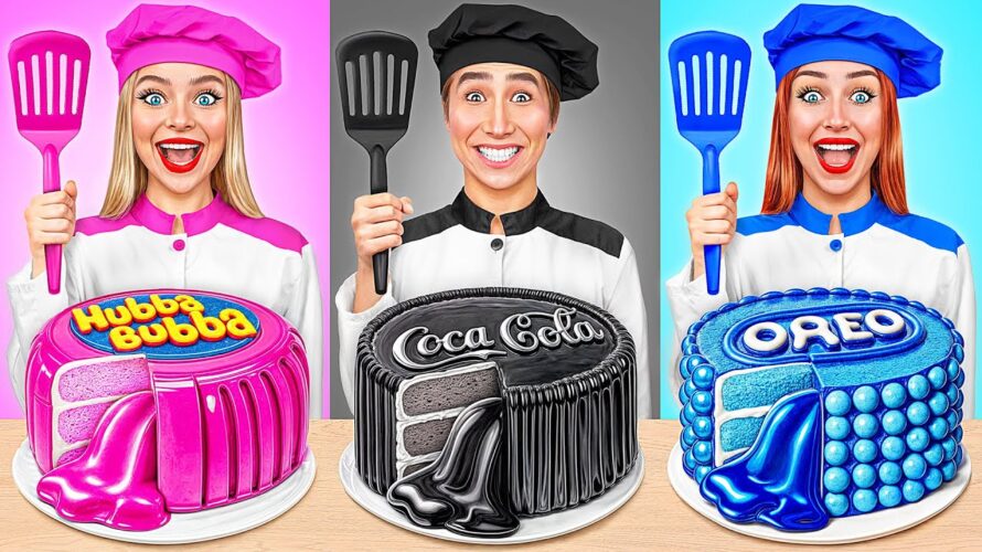 Rose vs Noir vs Nourriture Bleue Couleur Défi De Cuisine | Moments Marrants par Multi DO Smile