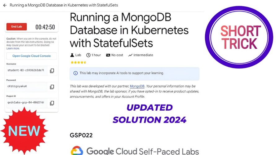 Running a MongoDB Database in Kubernetes with StatefulSets || 2024 || #GSP022 #qwiklabs