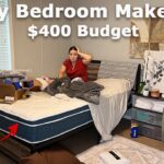 DIY Bedroom Makeover on a $400 Budget / Renter Friendly No Demo! Small Bedroom Decorating Ideas