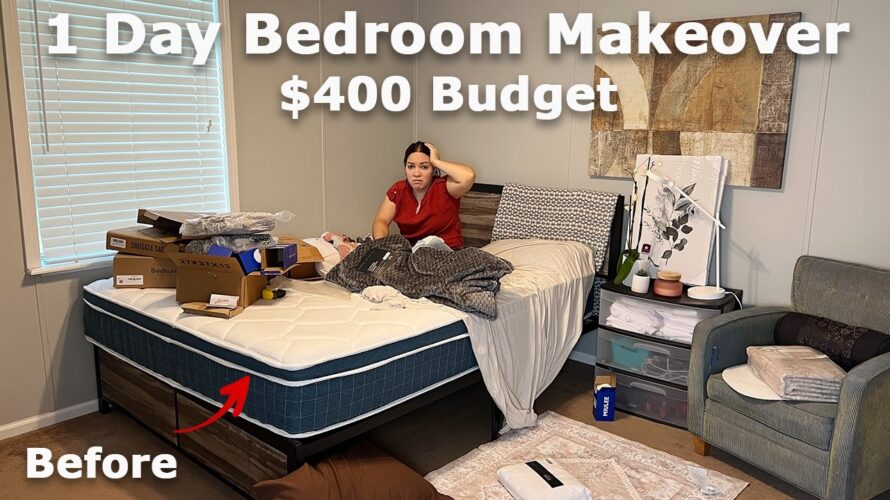 DIY Bedroom Makeover on a $400 Budget / Renter Friendly No Demo! Small Bedroom Decorating Ideas