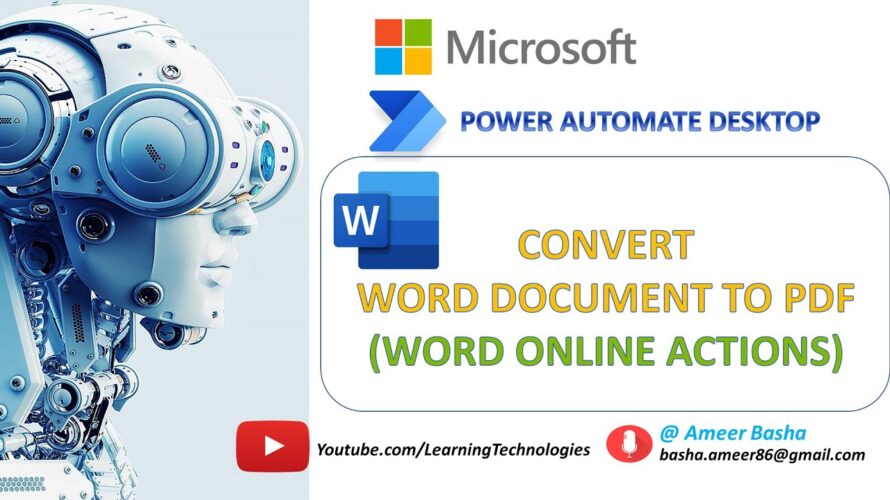 Power Automate Desktop || Convert Word Document to PDF Action(Microsoft Word Online actions)