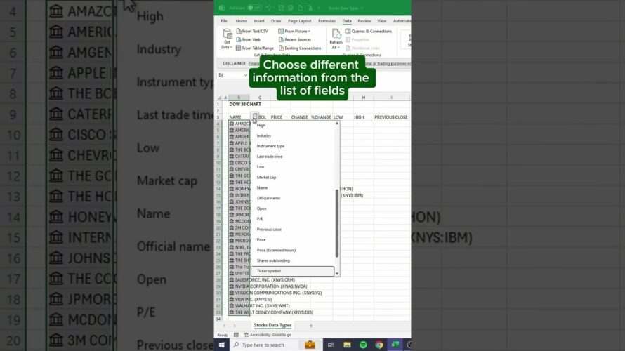 Stocks Data Type in Excel ‼️#excel #exceltech #excelformula #powerbidashboard #powerbi