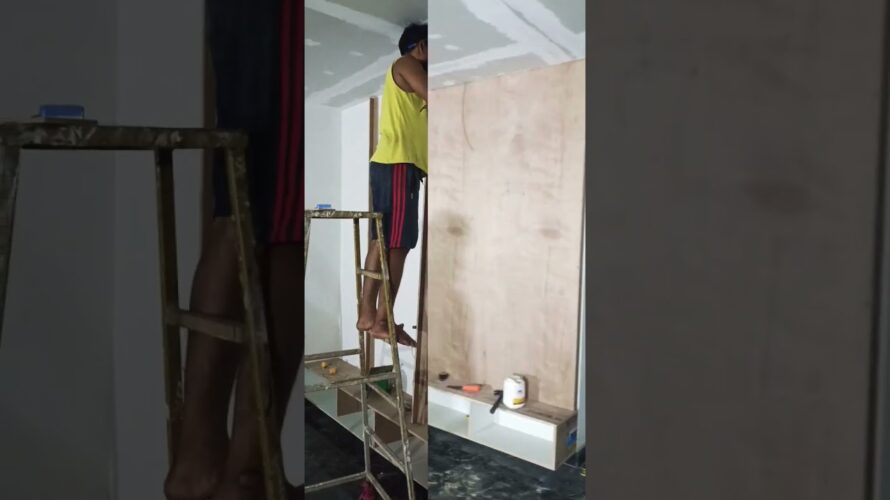 Plywood TV unit work !! #shorts #youtubeshorts #interiordesign #