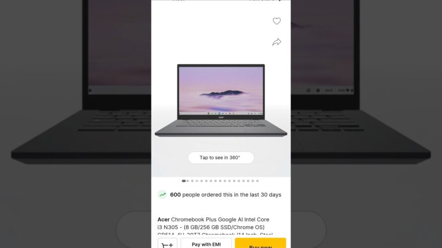 Acer Chromebook Plus with Google AI (Intel Core i3) @ ₹17,740#shorts