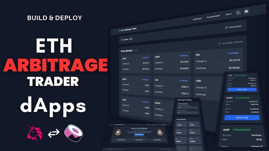 Build & Deploy an Uniswap & Sushiswap ETH Arbitrage Trader DeFi Dapp | Solidity + Next.js Project