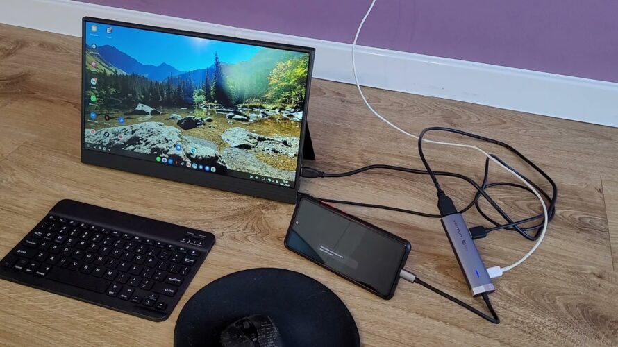Connecting Portable monitor + HUB + Samsung DEX. Perfect solution for trip.