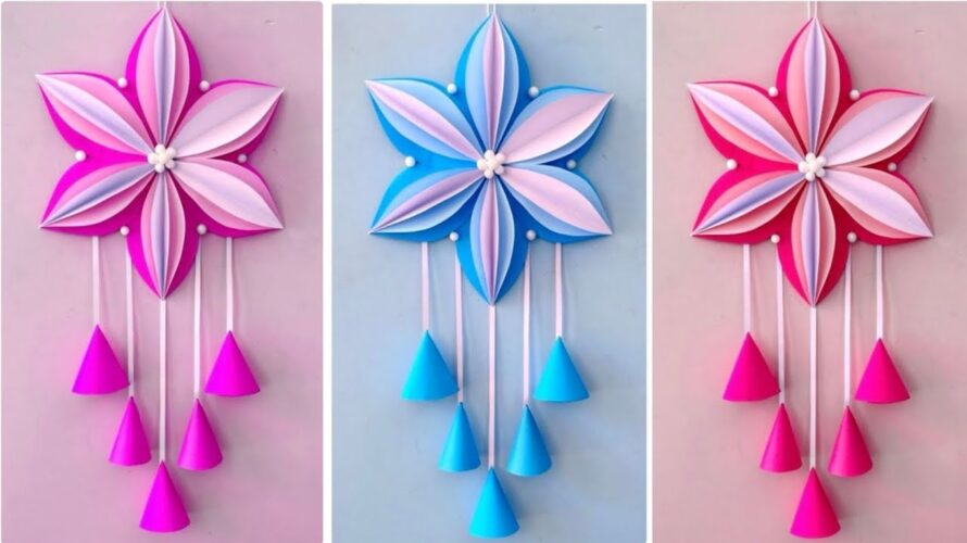 White paper Flower Wall Hanging / Home Decoration / A4 sheet craft / DIY Wall Decor/school craft