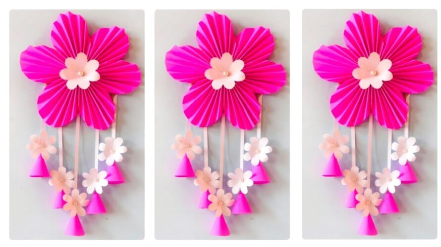 White paper Flower Wall Hanging / Home Decoration / A4 sheet craft / DIY Wall Decor/school craft