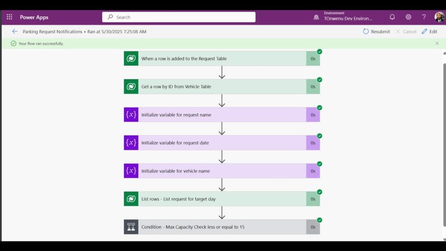 8. Build the Parking Request Power Automate Flow