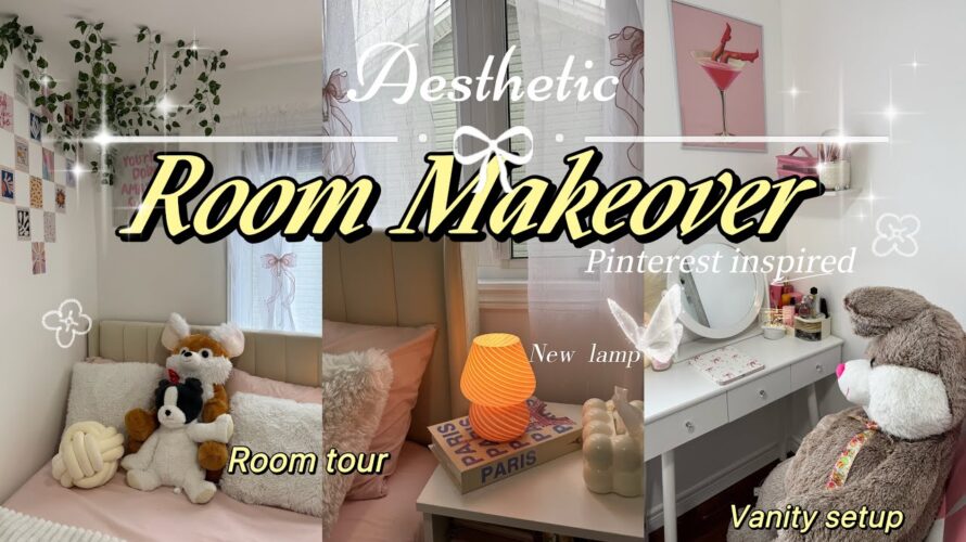 AESTHETIC ROOM MAKEOVER + tour!✨Pinterest inspired🎀. painting🎨, unboxing & diy decor🪞