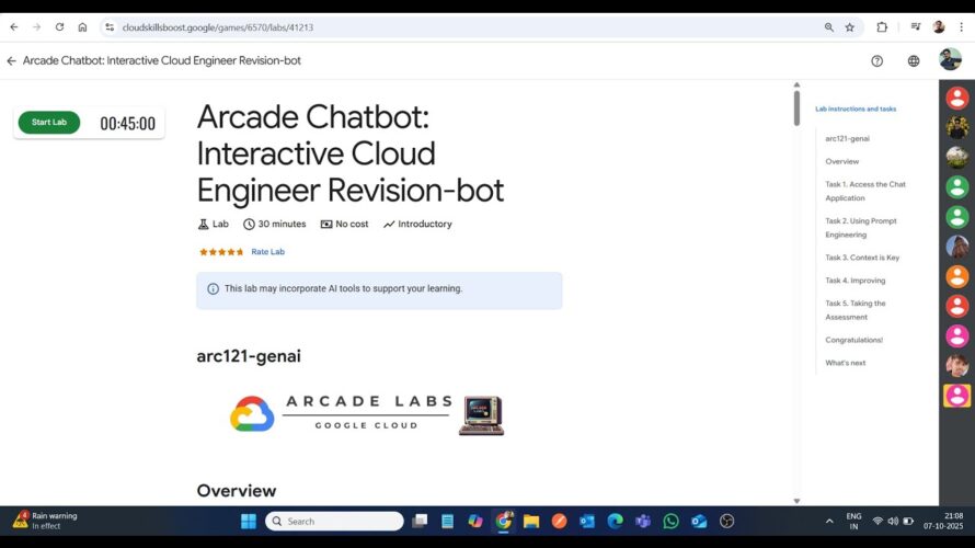 Arcade Chatbot: Interactive Cloud Engineer Revision-bot || Lab Solution || Google Cloud Arcade 2025