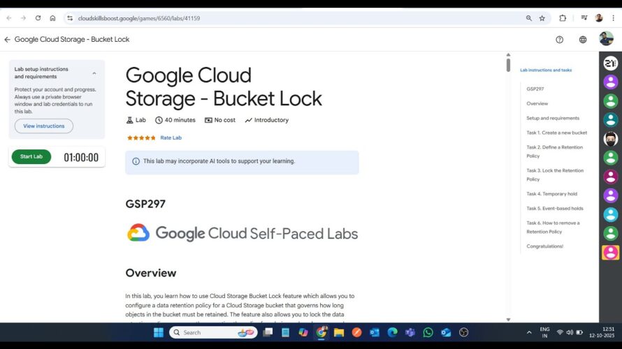 Google Cloud Storage – Bucket Lock || Lab Solution || Google Cloud Arcade 2025